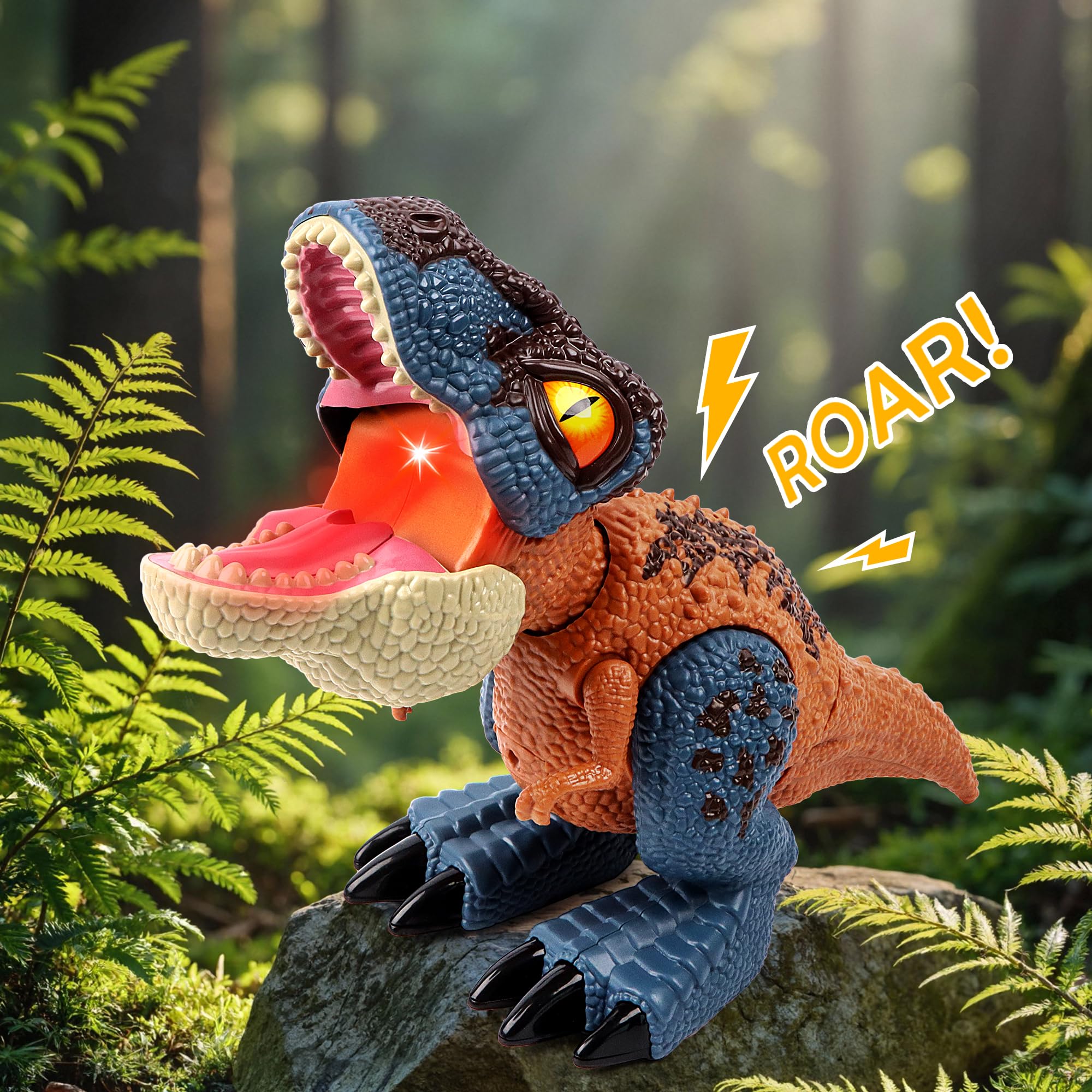 QXHOL T-Rex toy demonstrates movable limbs for dynamic action scenes