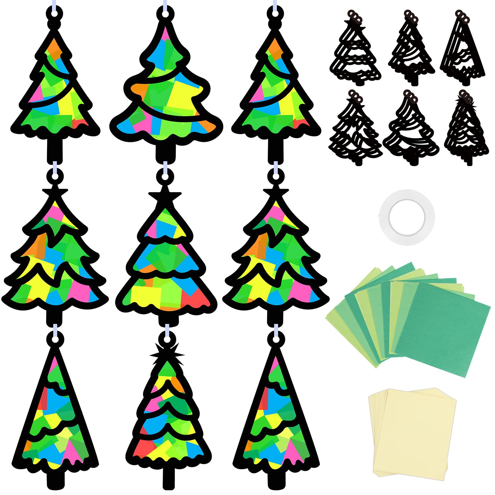 Qyeahkj Christmas tree suncatchers templates brighten windows with festive color and easy hanging.