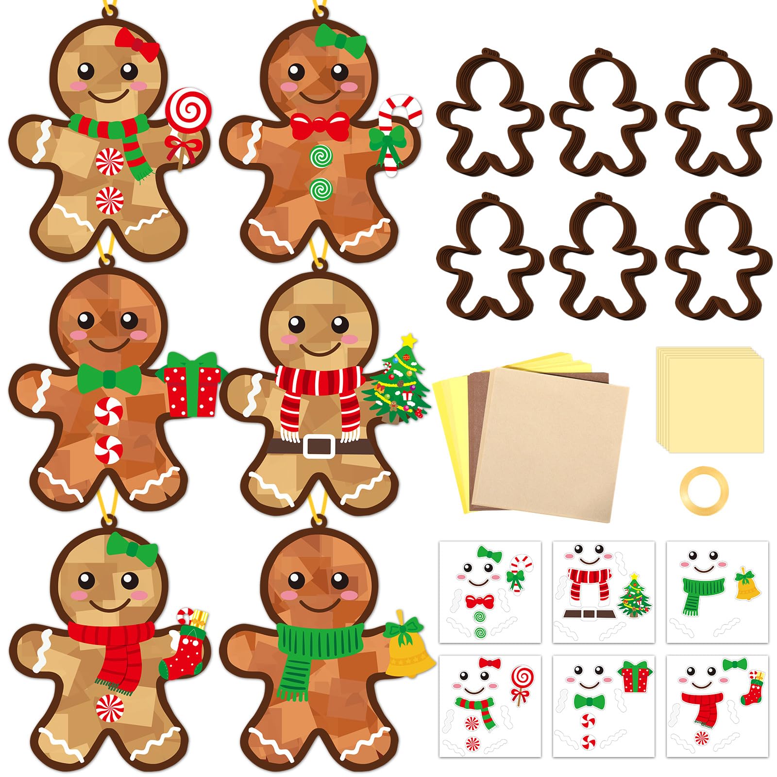 Qyeahkj gingerbread suncatchers kit packaging shows complete contents for creative holiday crafts