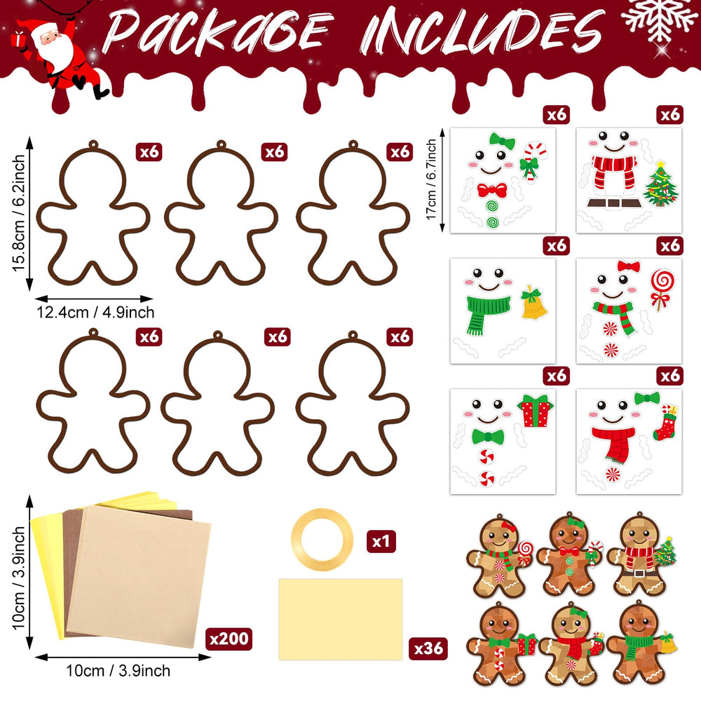 Qyeahkj gingerbread suncatchers materials with tissue paper and stickers for color play