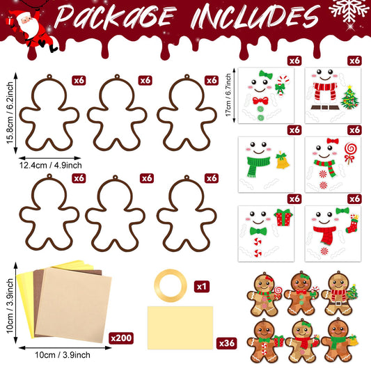 Qyeahkj gingerbread suncatchers materials with tissue paper and stickers for color play
