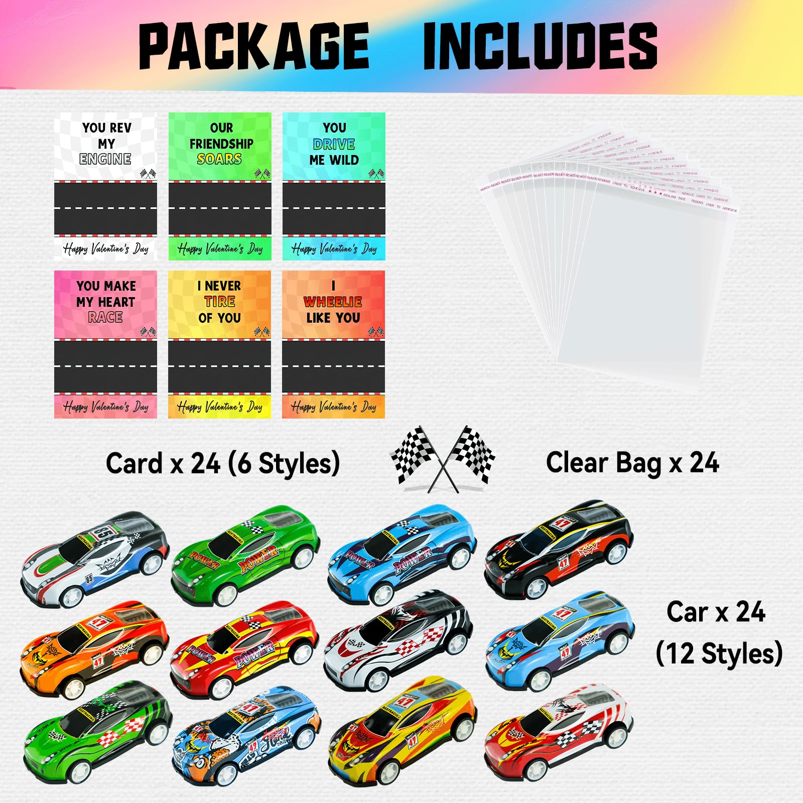 QYESQ clear bags 24-count keep cards organized and ready to gift