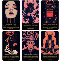 Qymagicz Embracing The Shadow Deck card meaning emphasizes intuitive insight for beginners.