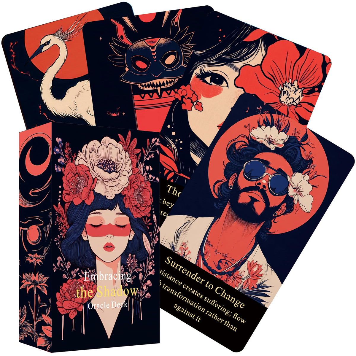 Qymagicz Embracing The Shadow Deck cover inviting reflective self-discovery through evocative art.