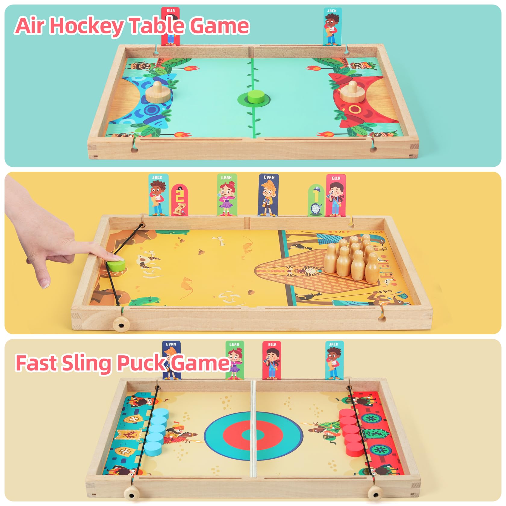 QZMTOY 10-in-1 wooden family board game fosters collaborative play