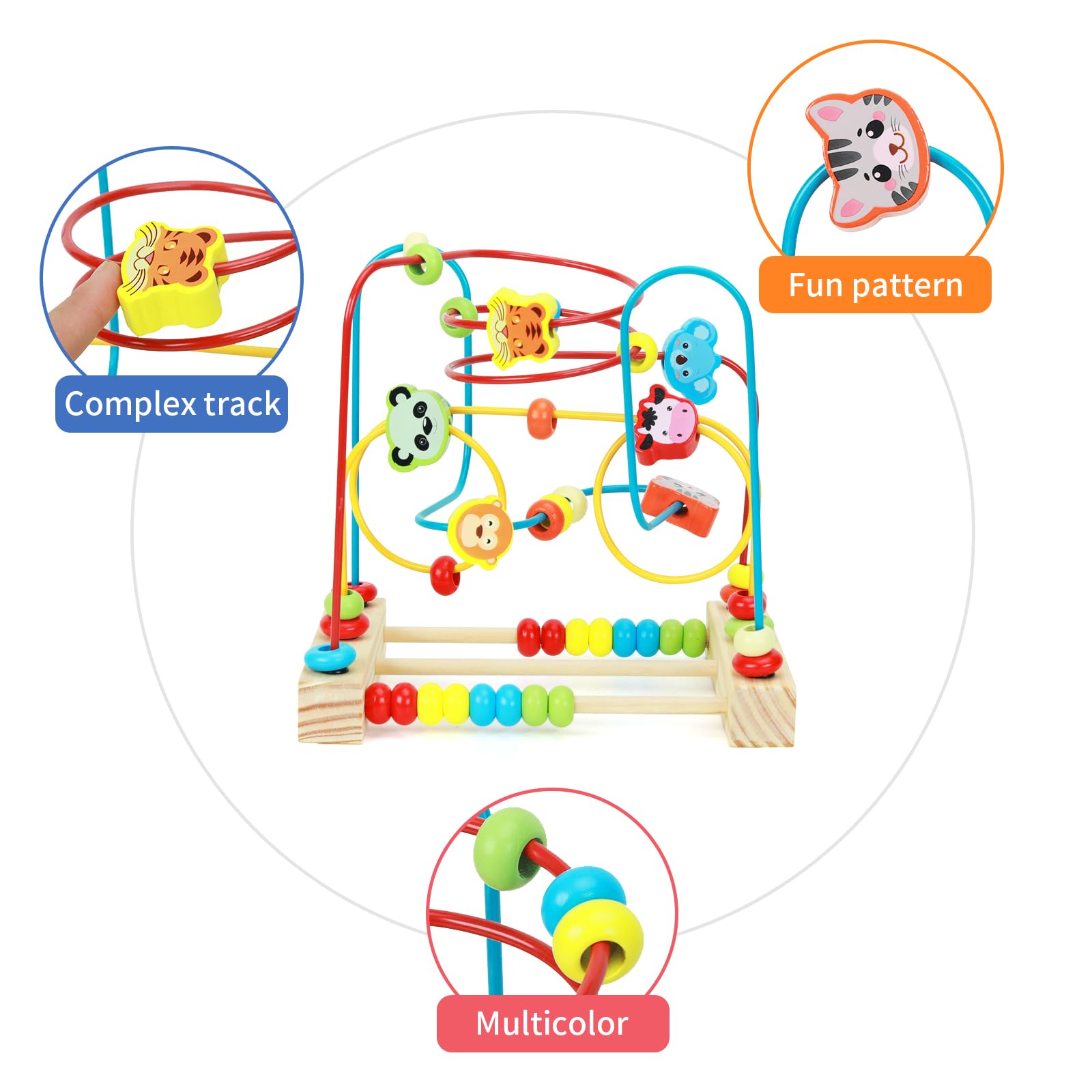 QZMTOY Bead Maze Roller Coaster engages fine motor skills with colors