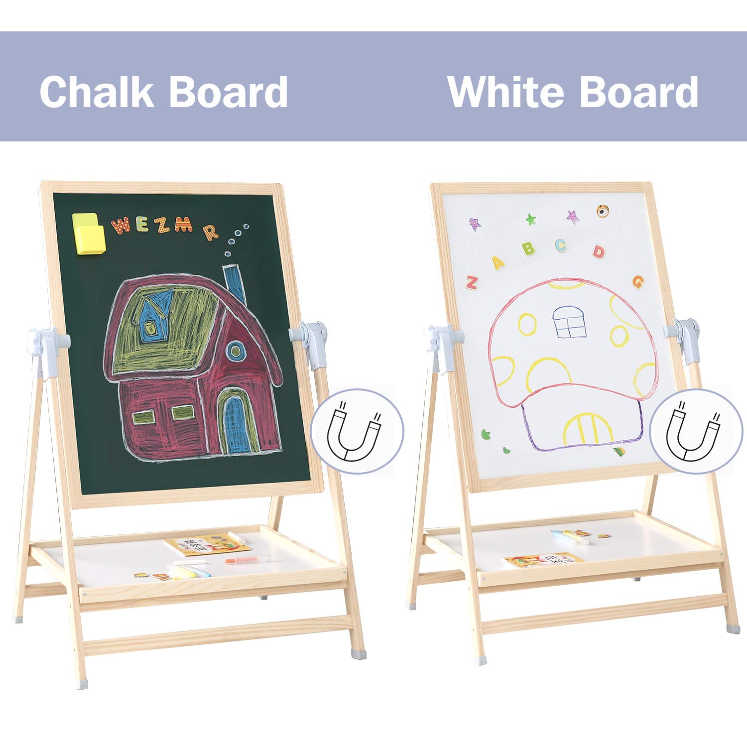 QZMTOY 360-degree rotating easel ideal for changing layouts.