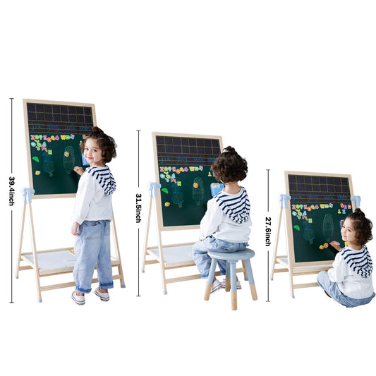 QZMTOY adjustable-height easel ready for growing artists.