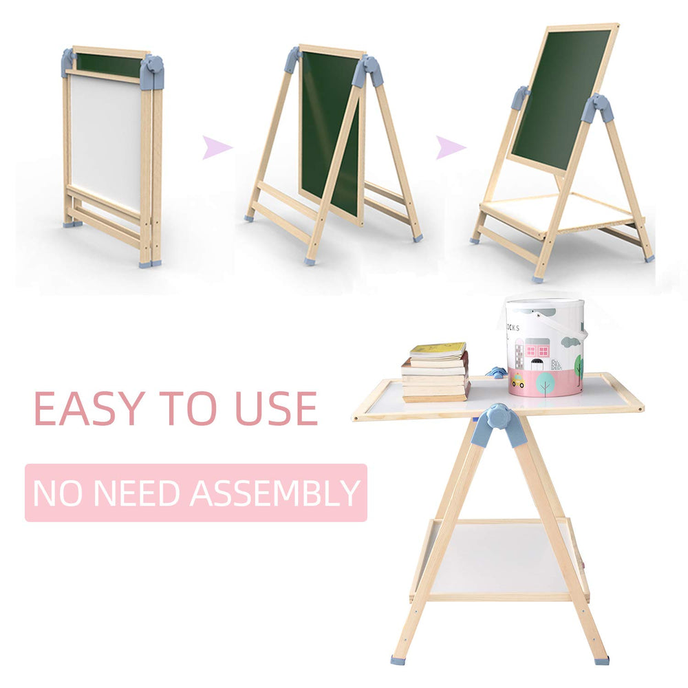 QZMTOY storage-equipped easel keeps supplies organized.