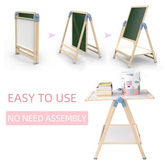 QZMTOY storage-equipped easel keeps supplies organized.