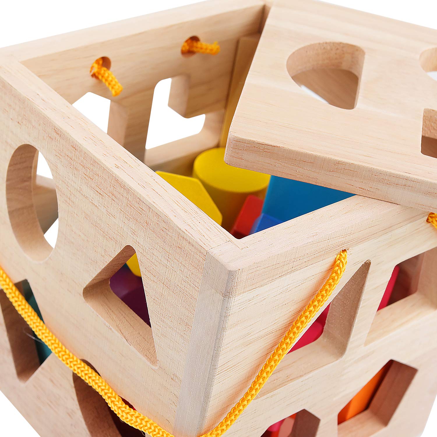 QZMTOY vibrant wooden shapes in bright colors for engaging play.