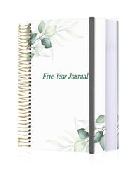 Qzyoneei five-year journal cover with green leaf design for portable writing.