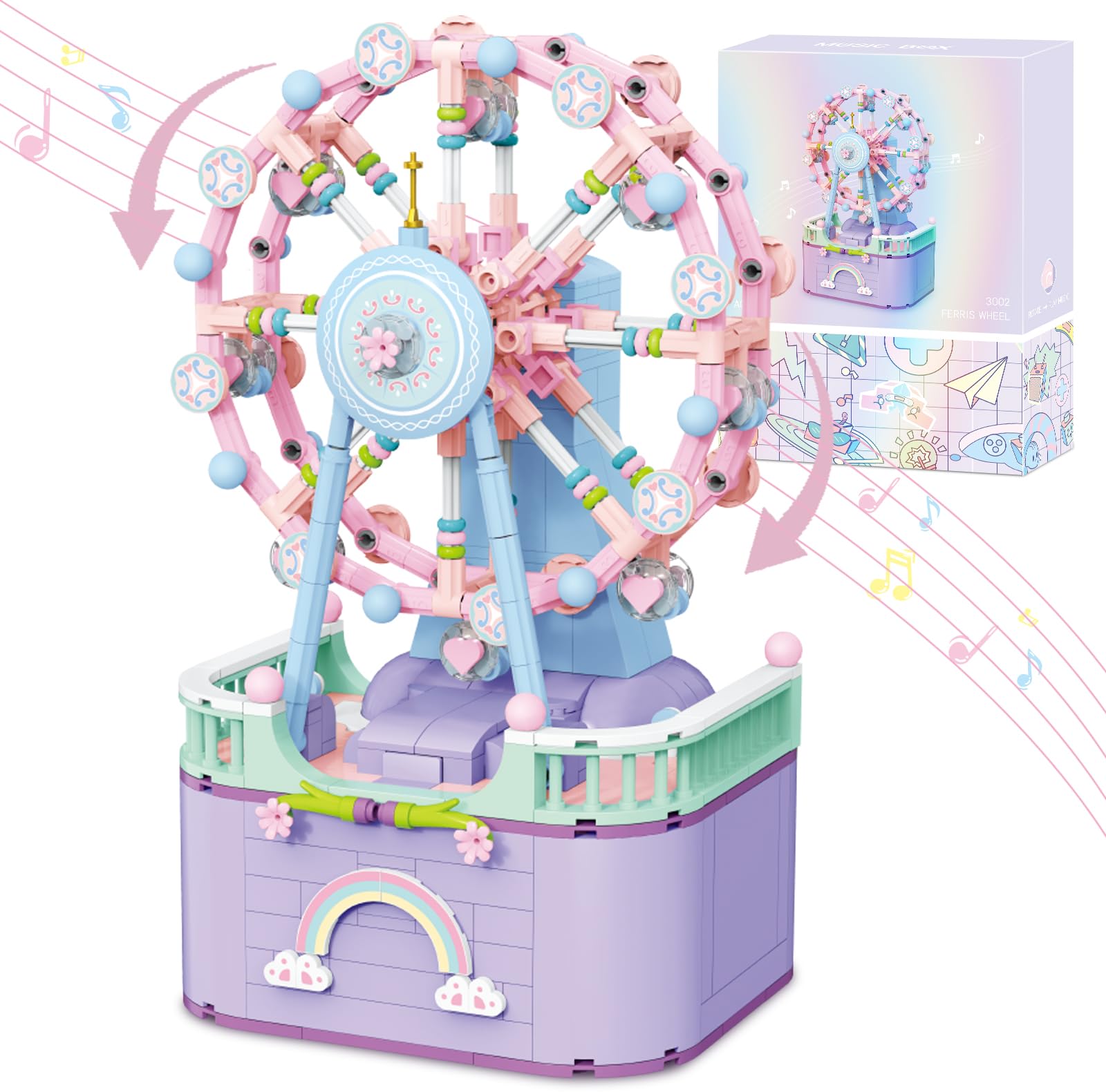 R HOME STORE music box ferris wheel assembly with rotating mechanism for creative play