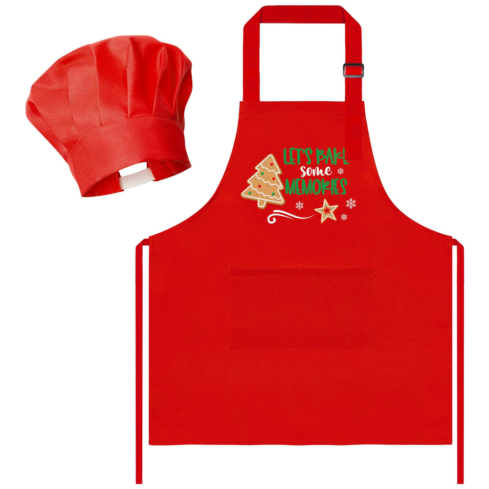 R HORSE Christmas kid apron front view with festive cookware pattern for cooking fun.