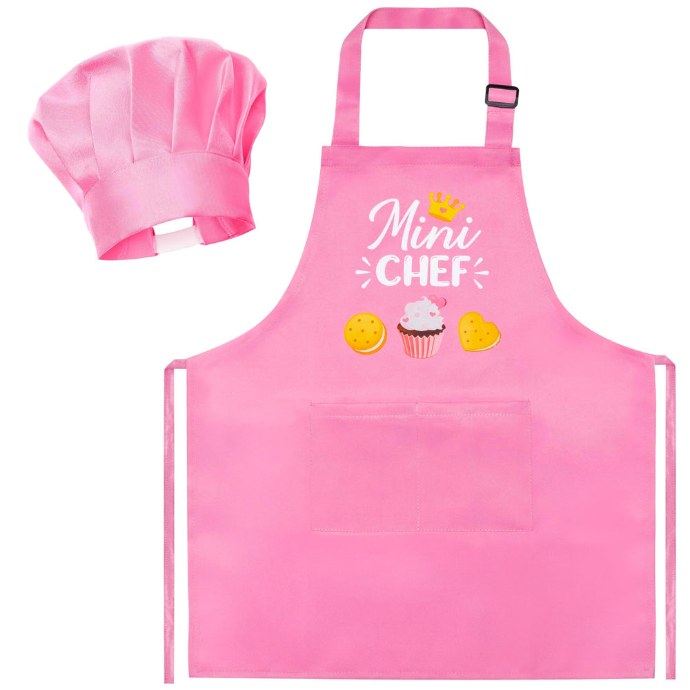 R HORSE kid apron and chef hat set in light pink for imaginative cooking