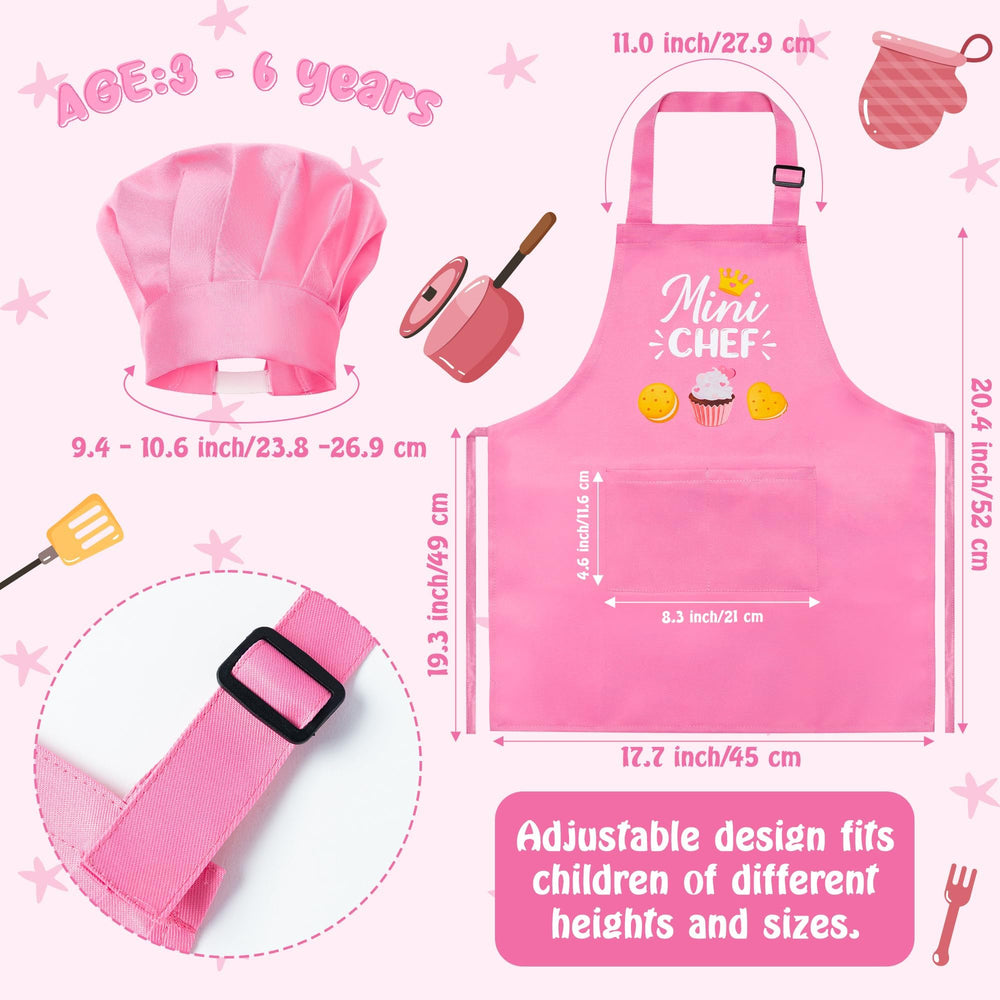 R HORSE kid apron and chef hat set in light pink for cooking and pretend play