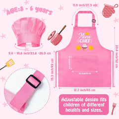 R HORSE kid apron and chef hat set in light pink for cooking and pretend play