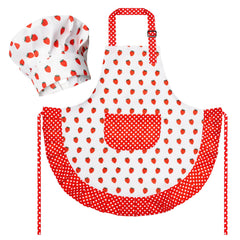 R HORSE kid apron and hat set with strawberry design for imaginative cooking play