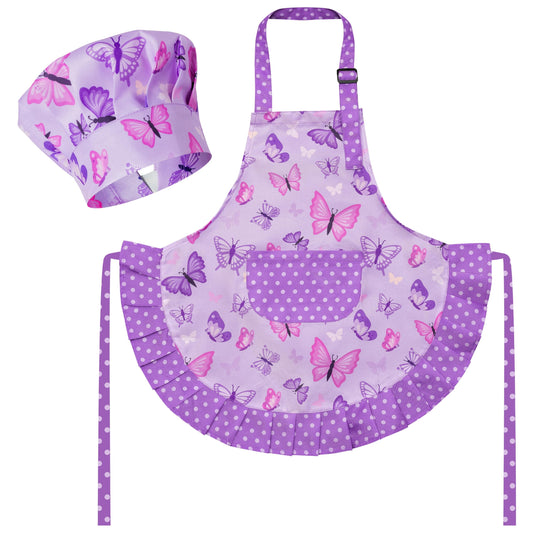 R HORSE kid apron with butterfly pattern ideal for baking and crafts
