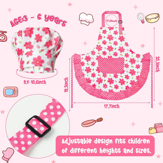 R HORSE kids chef hat matches pink floral print for mess-free play