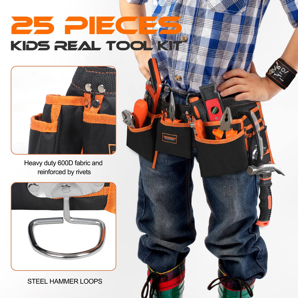 R RECOMFIT Kids real tool set pliers close-up for safe home projects