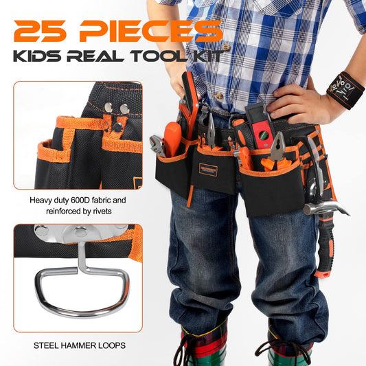 R RECOMFIT Kids real tool set pliers close-up for safe home projects