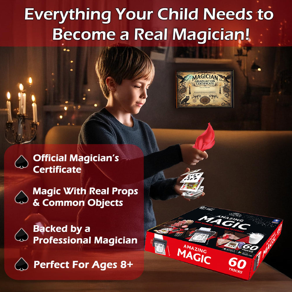 Family-friendly setup for a friendly at-home magic show
