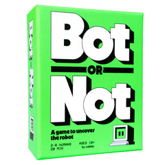 Rabble Bot or Not game cover illustrating setup and family fun through social deduction