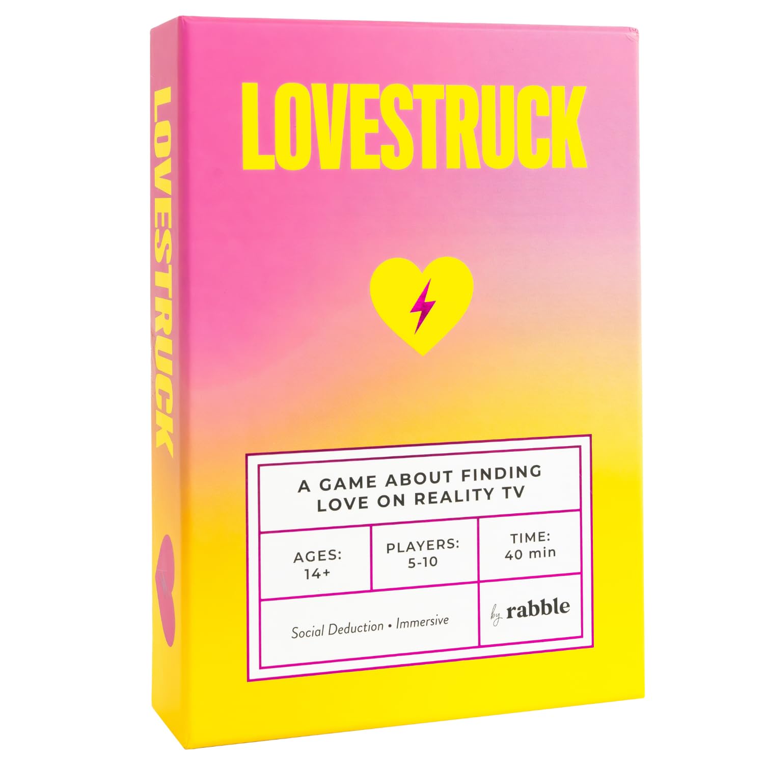 Rabble Lovestruck box on table for a lively group game night.