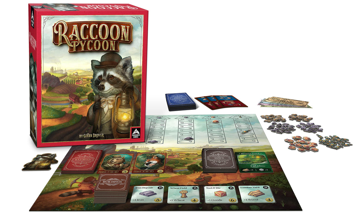Raccoon Tycoon gameboard showcases strategic play for family nights.
