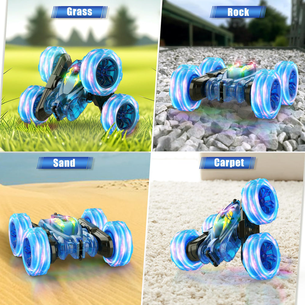 RacingFun blue RC car gift-ready for ages 5-12.