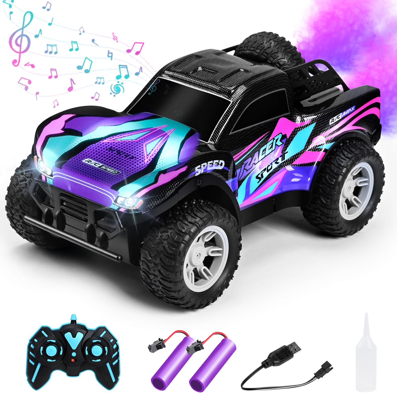 RacingFun RC car 1:16 purple bodylight for nighttime fun