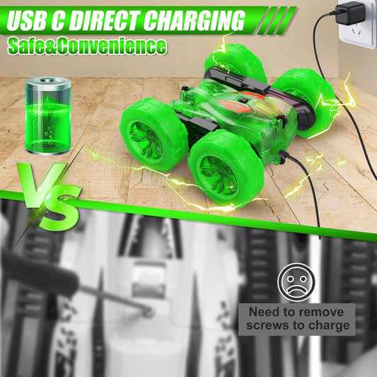 RacingFun RC car shows colorful LED wheel lights for night play