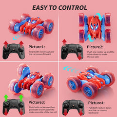 RacingFun Spider RC Car 360 rotation action in double-sided stunt design