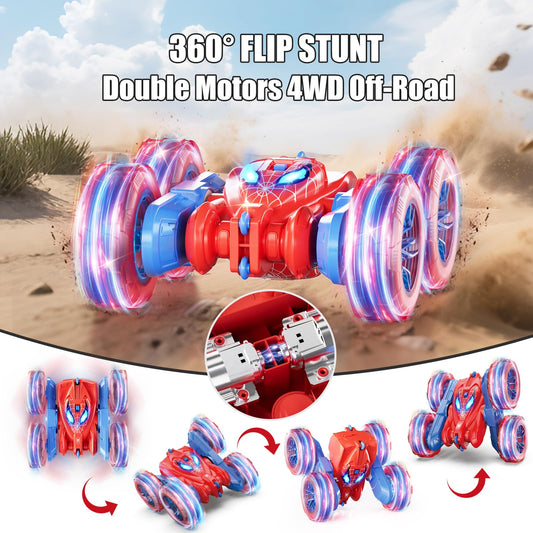 RacingFun Spider RC Car side view showcases 4WD traction on carpet and outdoors