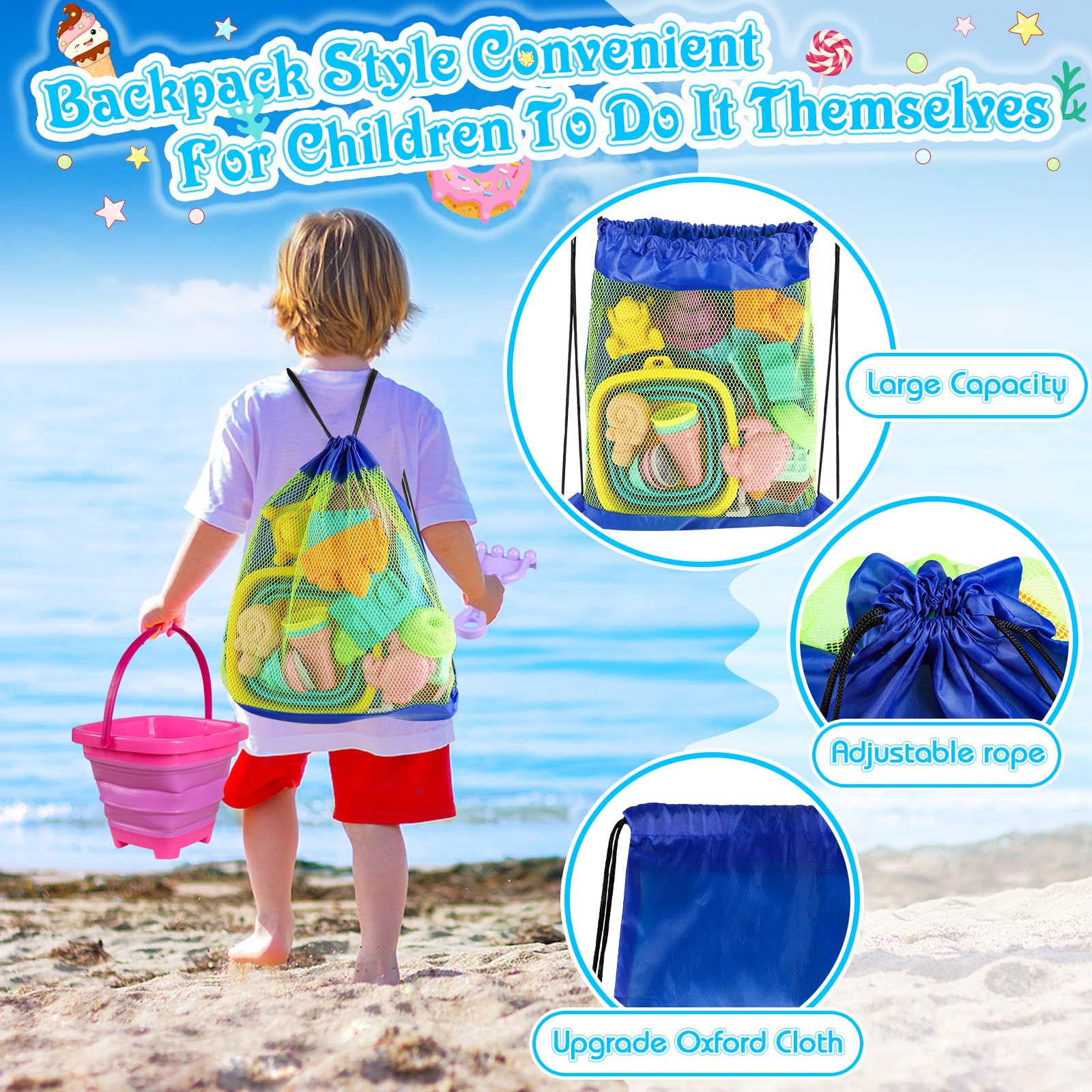 RACPNEL backpack mesh bag keeps toys organized and dry