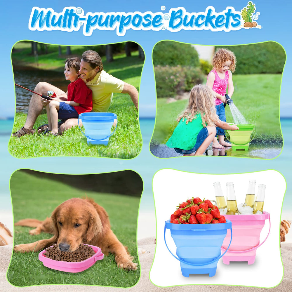 RACPNEL durable silicone beach pails stay sturdy and leak-free
