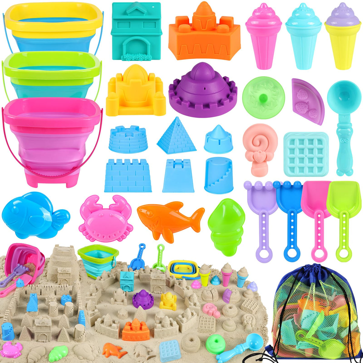RACPNEL foldable beach buckets for easy transport and quick beach setup