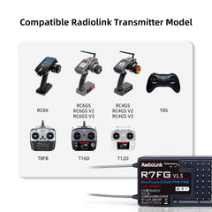 Radiolink R7FG long range up to 600 meters for extended runs.