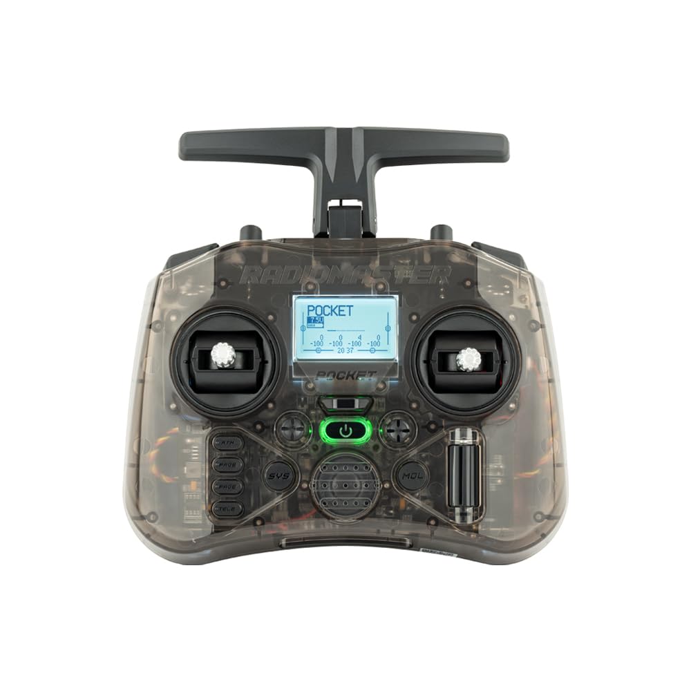 RadioMaster Pocket with hall-gimbal for smooth, precise flight control.