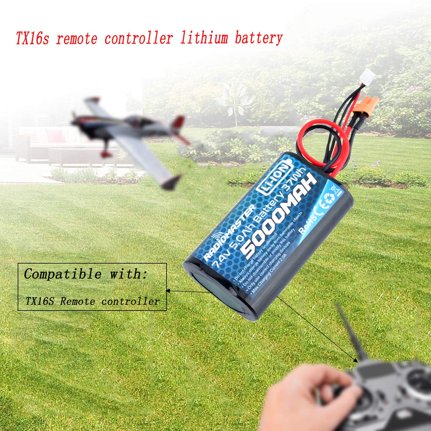 TX16S battery fits compact 72x42x22 mm enclosure