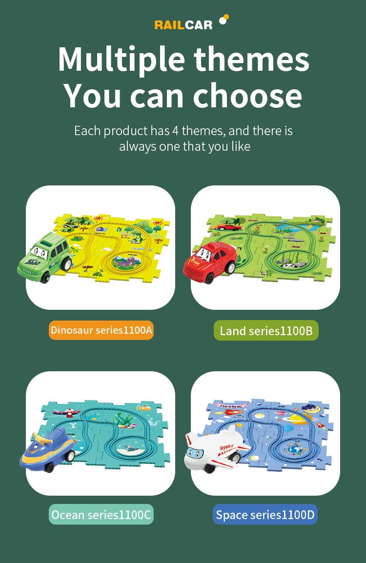 RAESOUL puzzle racer road-sign set emphasizes learning road signs during play.