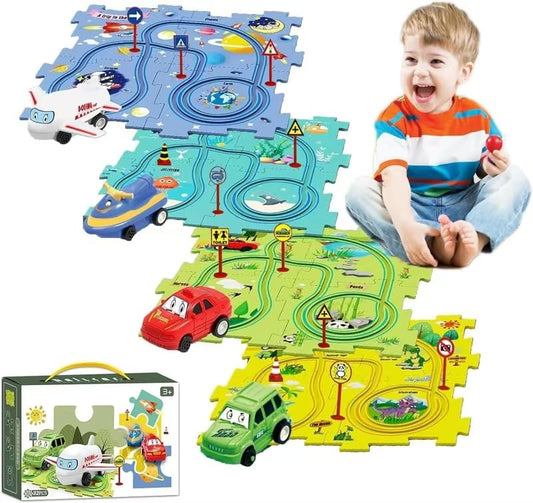 RAESOUL puzzle racer track 4in1 for engaging indoor play and problem solving.