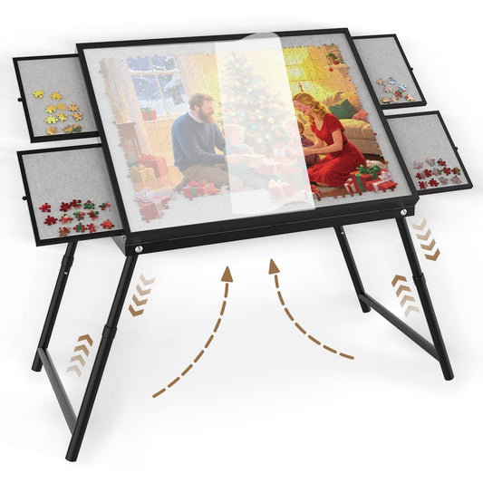 RAGOZONERY Puzzle Table 1500 pieces showing sturdy aluminum frame for durability and large workspace
