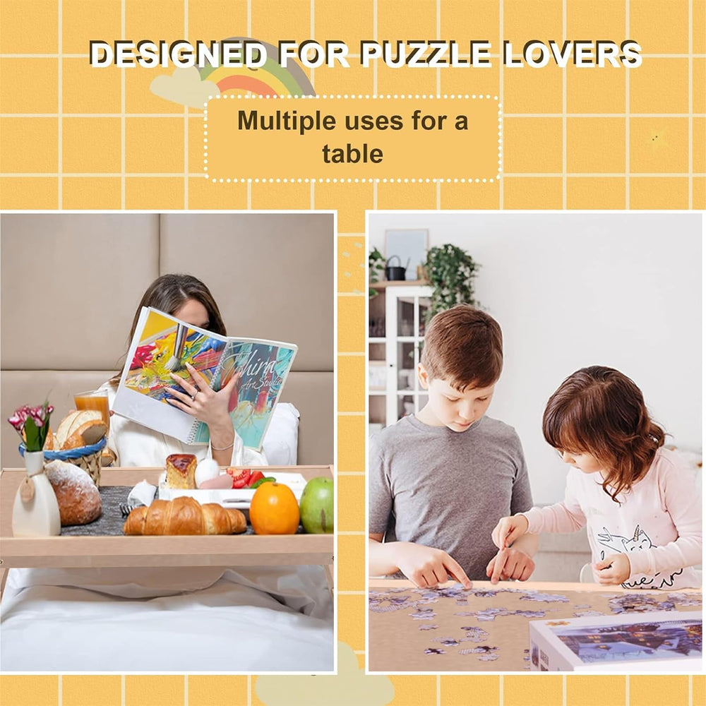 RAGOZONERY puzzle table with four drawers keeps pieces organized during play.