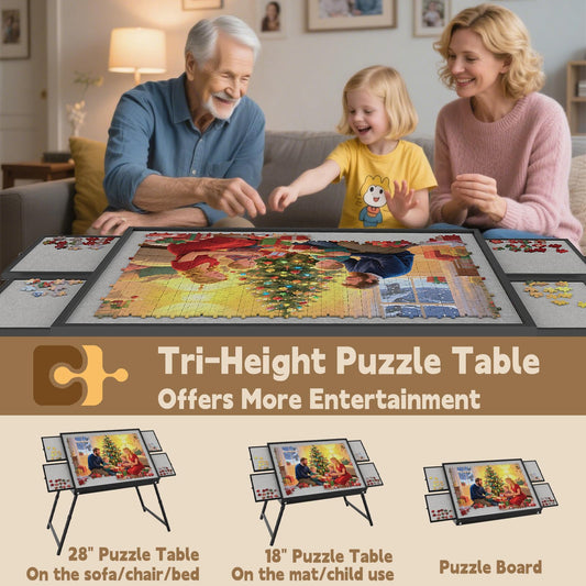 RAGOZONERY Puzzle Table with drawers at 28 inches for couch puzzling