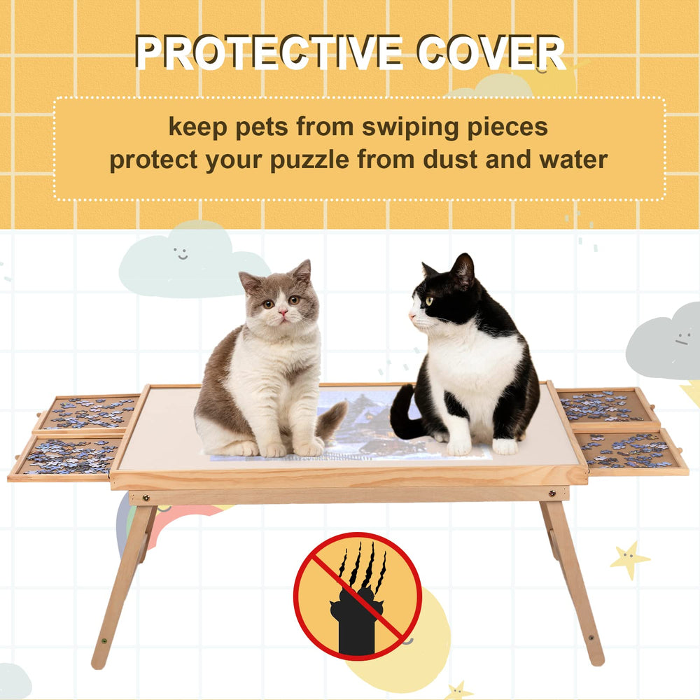 Ragozonery Yacona puzzle table cover protecting pieces from pets
