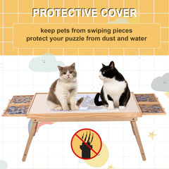 Ragozonery Yacona puzzle table cover protecting pieces from pets
