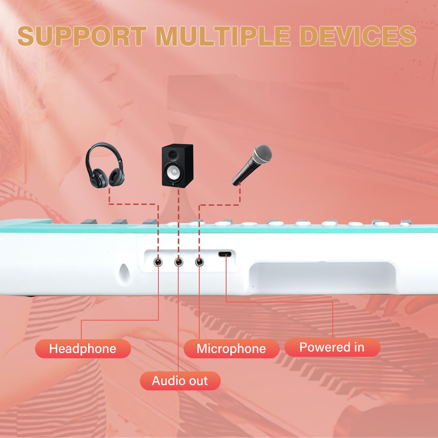 Raimy Kids Keyboard LED screen guiding melodies for easy learning