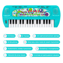 Raimy mini keyboard blue demo songs highlight, supports practice and rhythm.